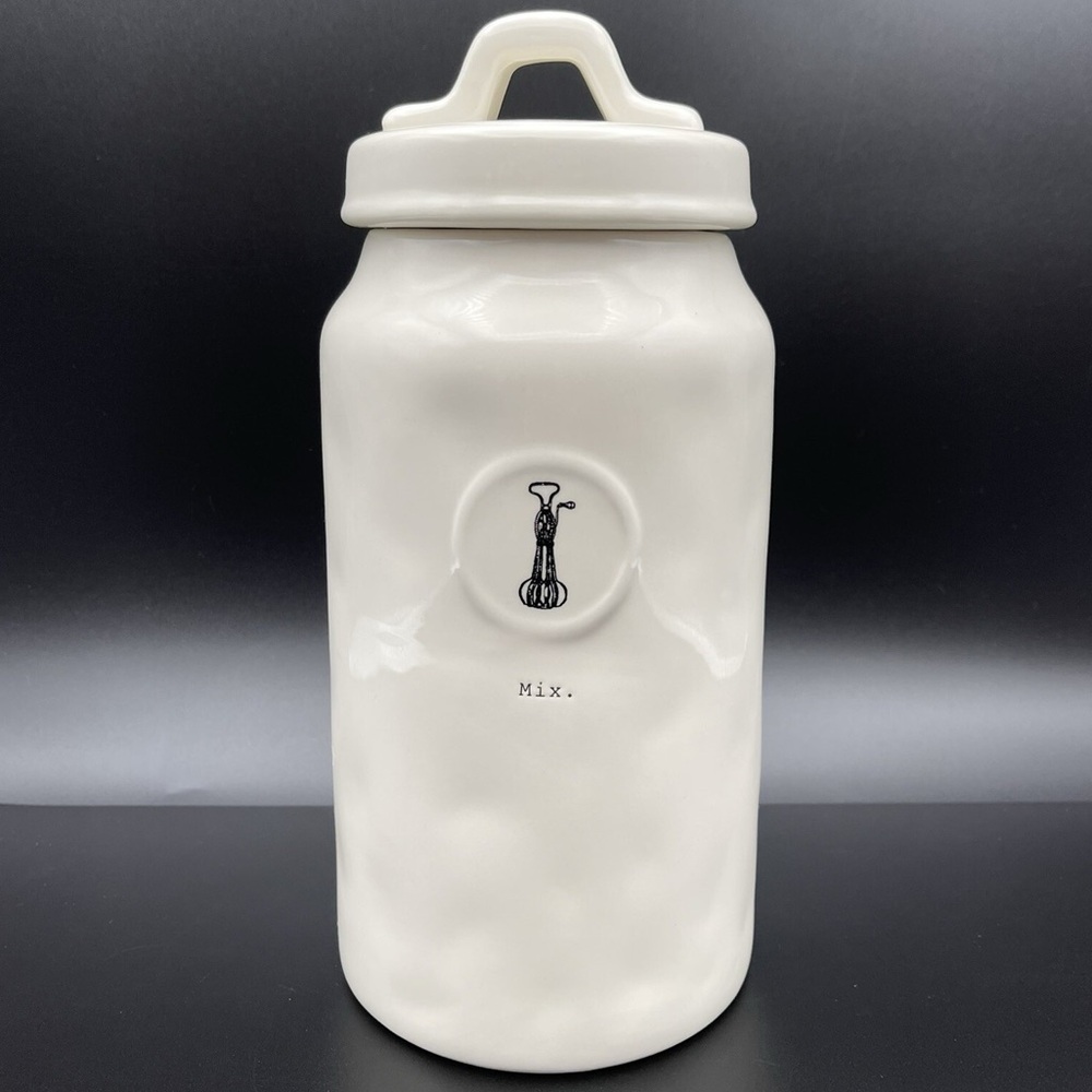 Rae Dunn MIX. White Ceramic Canister with Lid